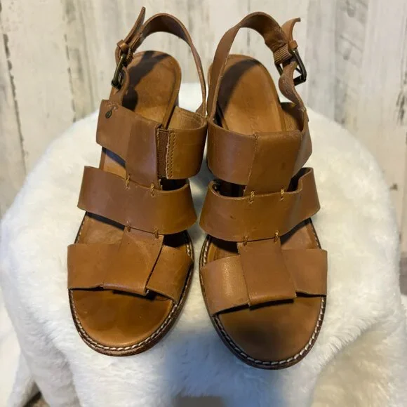 CLEARANCE! Madewell Women's Size 7 Sandals Leather Heels Desert Camel - Picture 4 of 10
